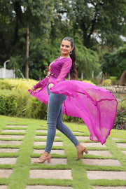 Distinctively Magenta Faux Georgette Party Wear Kurti