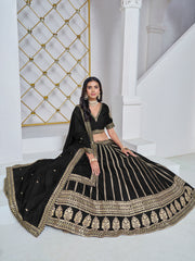 Wonderful Art Silk Lehenga Choli In Black Colour