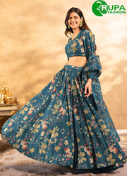 Morpeach Multi Color Chinon Readymade Lehenga Choli