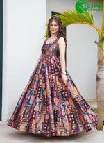 Load image into Gallery viewer, Beautiful Purple Color Digital Print Silk Party Wear Gown
