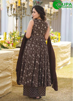 Load image into Gallery viewer, Brown Georgette Salwar Suit with Foliage Print Work for Ceremonial
