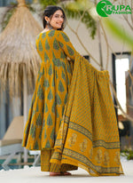Load image into Gallery viewer, Beautiful Yellow with Green Color Pure Muslin Anarkali Style Salwar Suit
