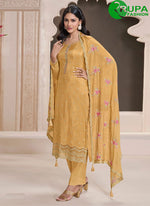 Load image into Gallery viewer, Attractive Mustard Yellow Color Silk Designer Party Wear Straight Suit
