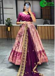 Attractive Wine Color And Fully Printed With Contrast Foil Work Lehenga Choli