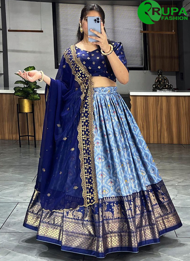 Beautiful Neavy Blue Color Fully Printed With Contrast Foil Work Borde Rupa Fashion Beautiful Neavy Blue Color Fully Printed With Contrast Foil Work Borde Rupa Fashion