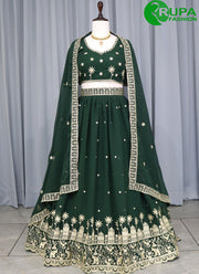 Beautiful Bottle Green Color With Rich Embroidery Work Traditional Lehenga Choli
