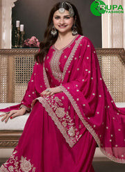 New Designer Pink Color With Embroidered Work Palazzo Salwar Suit