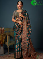 Load image into Gallery viewer, New Designer Navy Blue Color Organza Classic Saree
