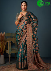 New Designer Navy Blue Color Organza Classic Saree