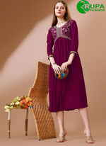 Load image into Gallery viewer, Gorgeous Purple Color Rayon Designer with Embroidered Work Kurti
