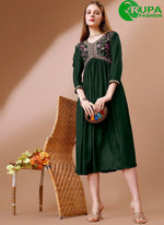 Load image into Gallery viewer, Splendorous Green Color Rayon Designer with Embroidered Work Kurti

