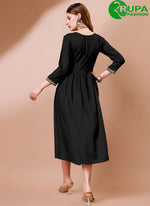 Load image into Gallery viewer, New Designer Black Color Rayon Designer with Embroidered Work Kurti

