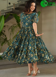 Lovely Multi Color Faux Georgette With Print And Party Wear Gown