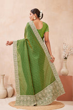 Load image into Gallery viewer, Green Color Silk Embroidered and Swarovski Work Classical Saree