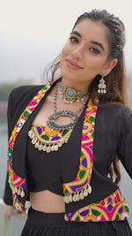 Load and play video in Gallery viewer, Majestic Black Plain Work Rayon Readymade Lehenga Choli
